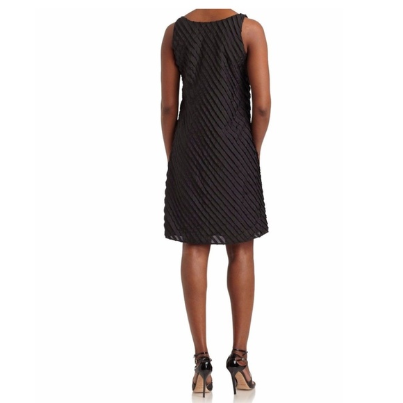 EILEEN FISHER SILK DRESS DIAGONAL RUFFLE PLEATS 12 - Picture 2 of 3